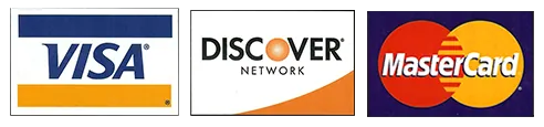 We accept Visa, Discover and Mastercard